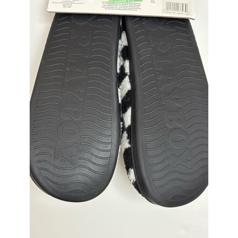 PLAYBOY MENS FUZZY SLIP ON SLIPPERS XL 13/14 CHECKERED MEMORY FOAM PREPPY DAPPER - Picture 5 of 8